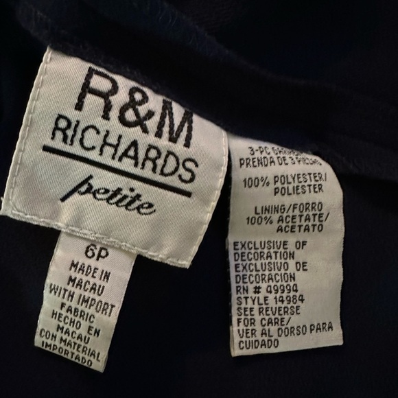 R & M Richards 3pcs navy blue beaded formal blouse/pants suit site 6/petite - Picture 11 of 12